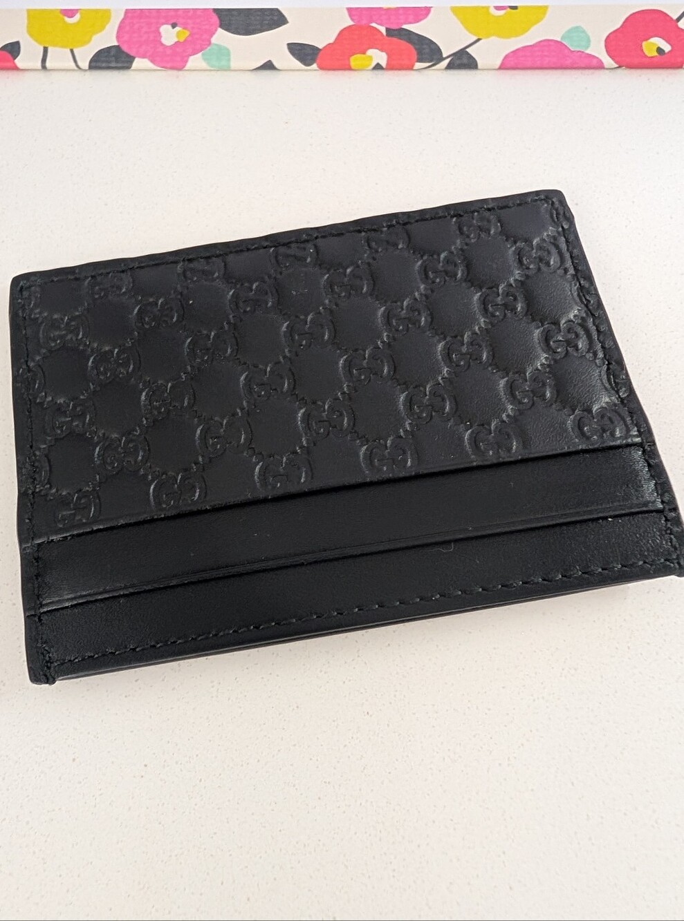 Gucci Black Embossed GG Leather Card & Key Holder